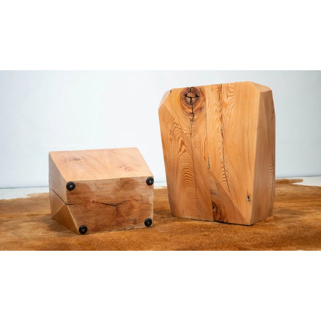 Studio Craft After Jb Blunk Pine Wood Side Tables - A Pair For Sale - Image 14 of 16