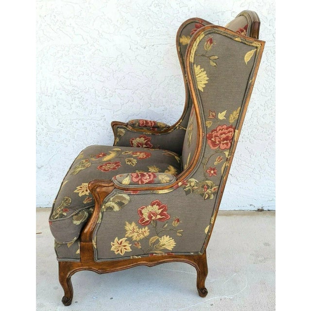 Chippendale Mid Century Chippendale Wingback Down Cushion Armchair For Sale - Image 3 of 9