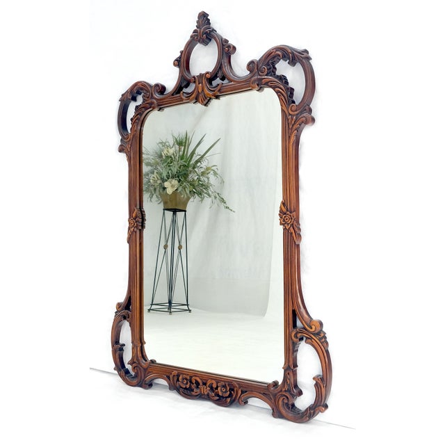 Very Fine c1940s Pierced Carved Mahogany Chippendale Style Wall Mirror MINT For Sale - Image 12 of 14