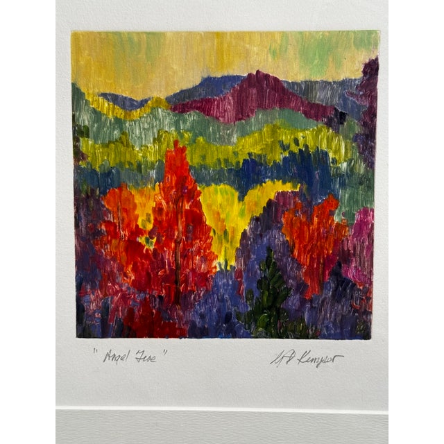 Green Signed m.k. Kemper “Angel Fire” Expressionist New Mexico Landscape, Framed For Sale - Image 8 of 8
