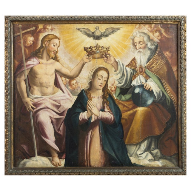 European School Artist, The Coronation of the Virgin, 17th Century, Oil on Panel For Sale - Image 6 of 6
