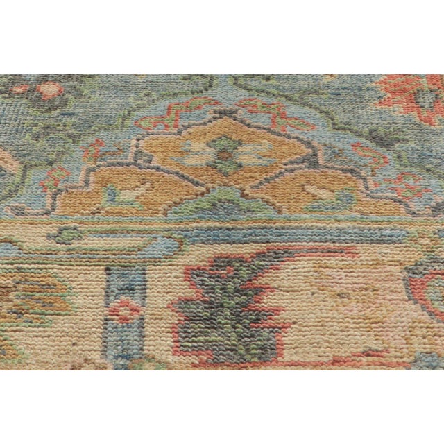 Vintage Blue Colorful Oushak Rug - 9'00 X 11'10 For Sale In Dallas - Image 6 of 11
