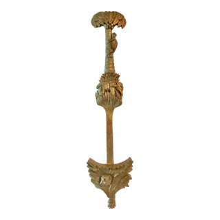 Vintage Mid-Century Chinoiserie Coconut Palm Tree, Monkey, Elephant and Cougar Wall Plate Bracket For Sale