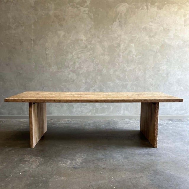 Elm dining table Size: 102"W x 37”D x 30”H (Also available in 86"L) Custom made, beautiful solid elm wood top, with...