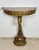 Elegant Italian demi-lune table crafted in carved and polychromed wood, featuring a shaped marble top and an impressive...