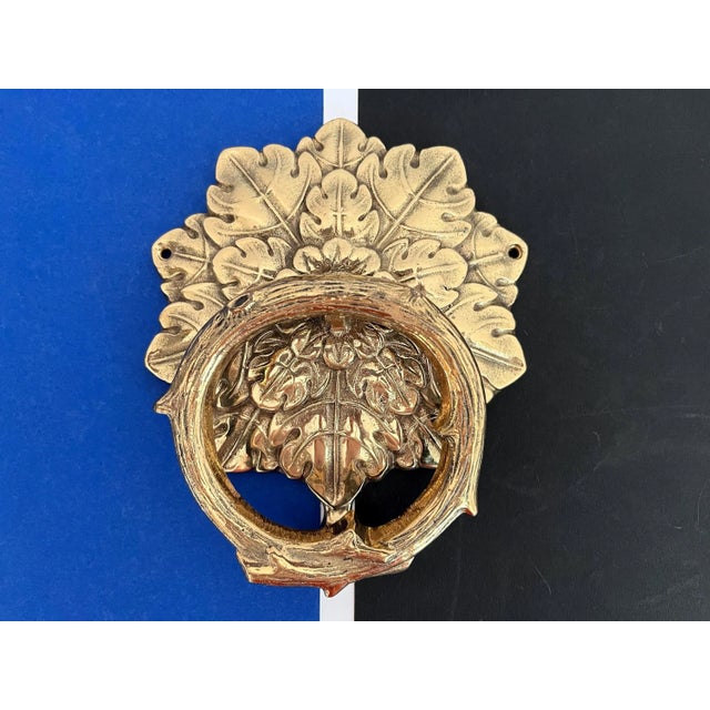 Brass Mid Century Brass Faux Bois Wreath Door Knocker For Sale - Image 8 of 18