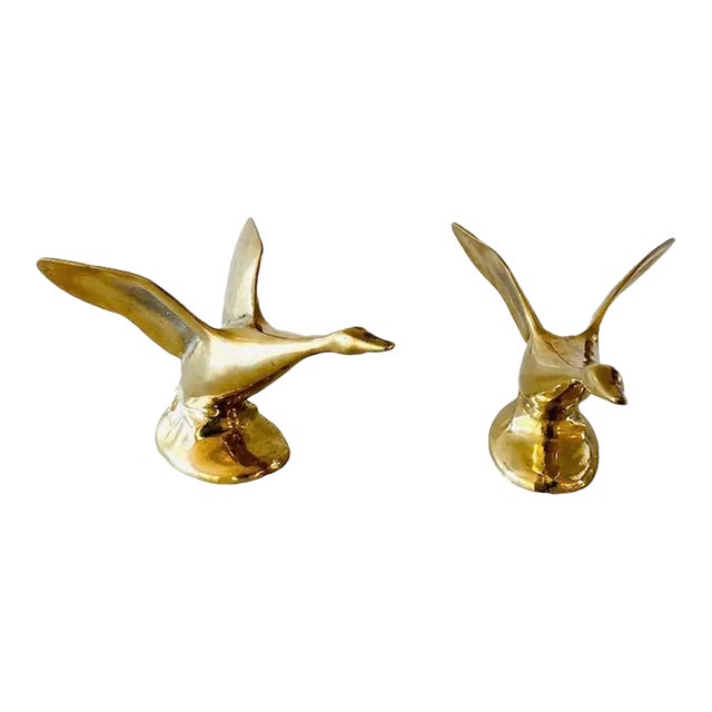Vintage Solid Brass Birds, a Pair For Sale