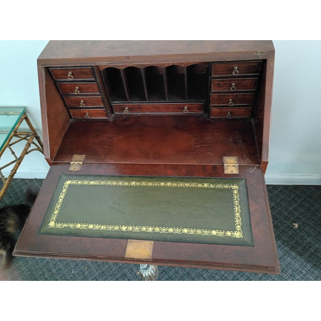 1920s 1920s Slant Top Queen Ann Desk Well Made Walnut Burl Writing Desk For Sale - Image 5 of 12
