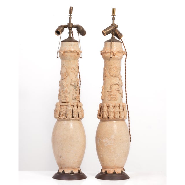 Chinese Song Yuan Dynasty 13th 14th Century Qinghai Funerary Pottery Jars Mounted as Lamps a Pair For Sale In Philadelphia - Image 6 of 18