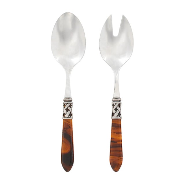 VIETRI Aladdin Antique Flatware Faux Tortoiseshell Salad Server Set - 2 Pieces For Sale - Image 10 of 10