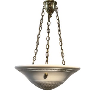 Art Deco Calcite Glass Pendent Light Fixture, 1920's - 1930's For Sale