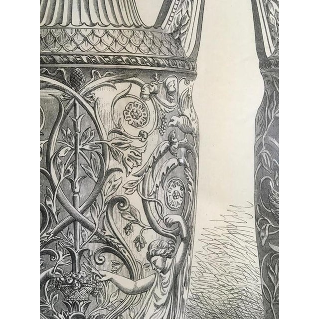 French Artist, Neoclassical Roman Marble Urns, 1850, Black and White Print For Sale - Image 9 of 18