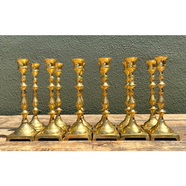 Vintage Brass Centerpiece Candles - Set of 12 For Sale - Image 10 of 12