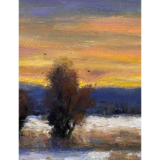 Early 21st Century The Edge of Town by Seth Winegar | Oil Painting of a sunset landscape with trees and fields For Sale - Image 5 of 5