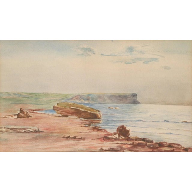 Original Vintage Coastal Watercolor Painting. For Sale - Image 4 of 4