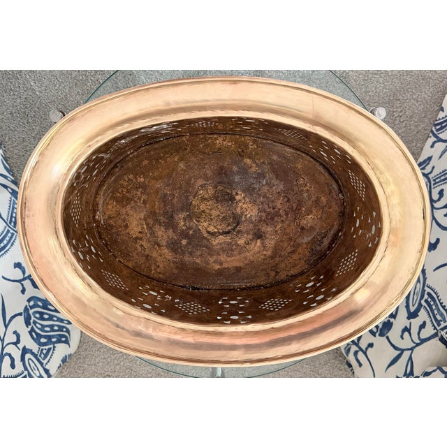 Mottahedeh Dutch-Style Pierced Brass Jardinière Oval Planter For Sale - Image 10 of 11