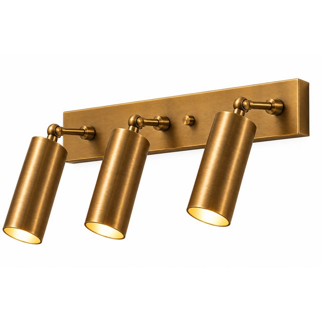 Brass Handcrafted Brass 3-Light Adjustable Vanity Sconce, Cylinder Wall Light for Bathroom & Mirror For Sale - Image 8 of 10