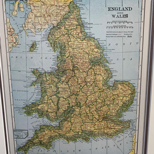 1920s Vintage Framed England Map Chairish