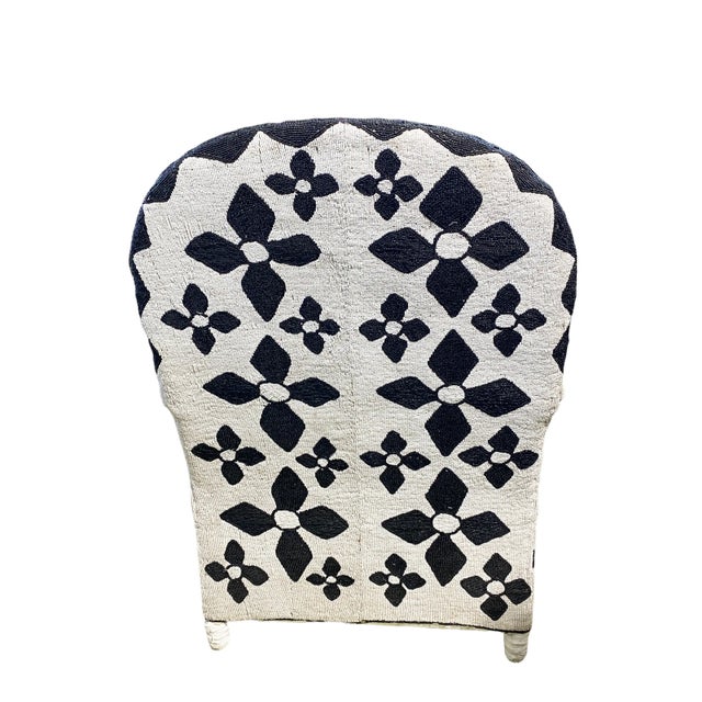African Nobility Nigerian Yoruba Black& White Beaded Chair For Sale - Image 10 of 13