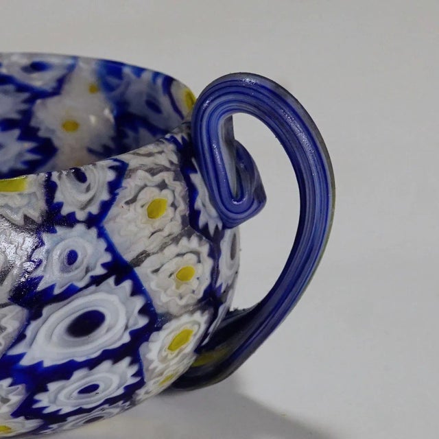 Early 20th Century Antique Millefiori Bowl in Blue, Yellow and White, Fratelli Toso Murano 1910 For Sale - Image 5 of 7