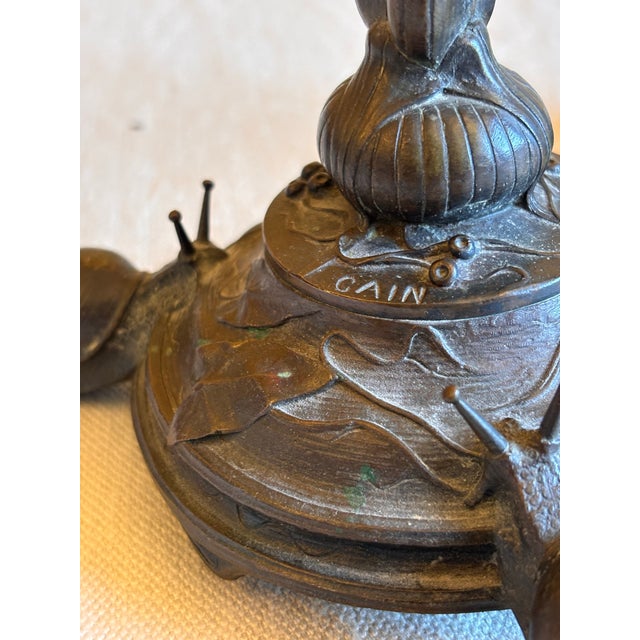 Art Nouveau Bronze Bird in Nest Candelabra by Auguste Nicolas Cain, 1880’s For Sale In Minneapolis - Image 6 of 12