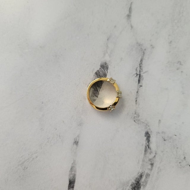 Baguette Two Toned Diamond Band 18k Yellow Gold, Size 9 For Sale In Los Angeles - Image 6 of 6