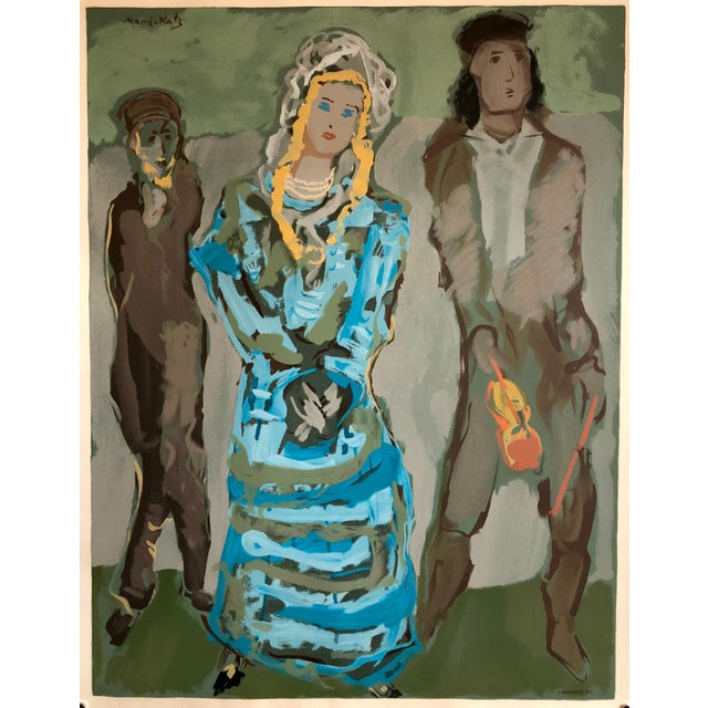 Mane Katz, Russian French Judaica Jewish Bride Shtetl Wedding Lithograph Mourlot Paris, 1966 For Sale