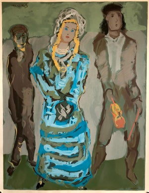 Mane Katz, Russian French Judaica Jewish Bride Shtetl Wedding Lithograph Mourlot Paris, 1966