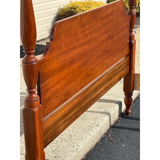 American Vintage Henkel Harris Queen Size Cherry Poster Bed Frame For Sale - Image 3 of 10