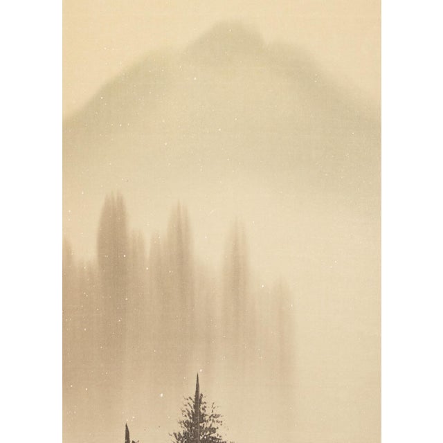 C. 1970s Showa Era Japanese Silk Landscape Scrolls - A Pair For Sale - Image 11 of 17