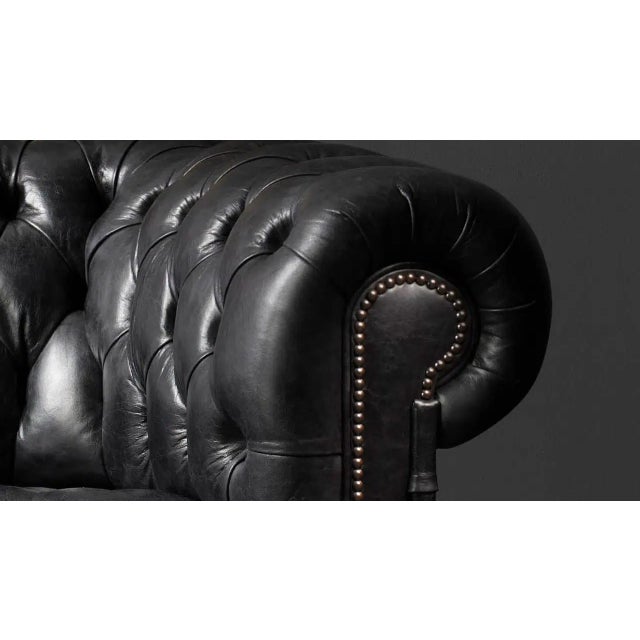 Black Leather Chesterfield For Sale In Phoenix - Image 6 of 7