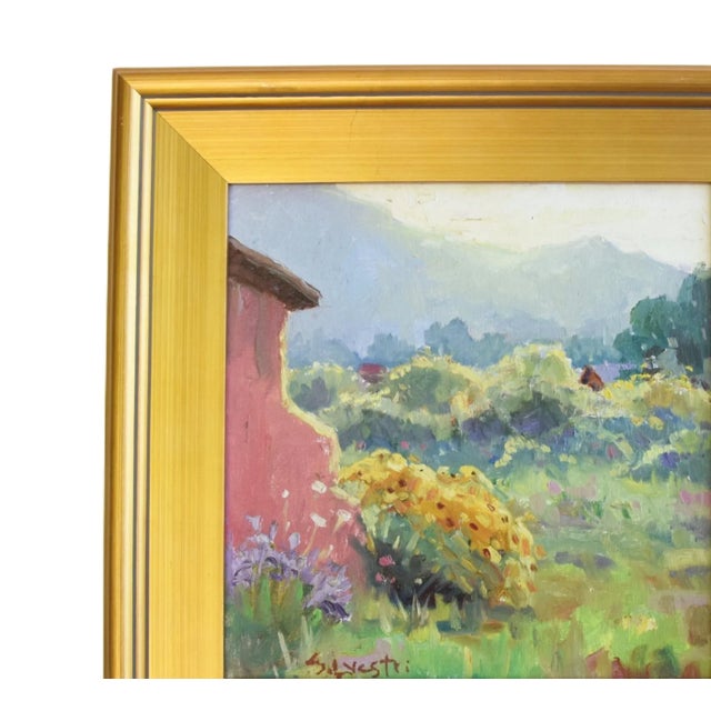 Silvio Silvestri, Listed Artist Taos New Mexico Landscape Oil Painting W/ Antiqued Gold Wood Frame For Sale - Image 4 of 11