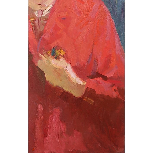 Soviet Woman Portrait, Original Oil Painting, Ukrainian Artist, 1970s 80-49 For Sale - Image 6 of 6