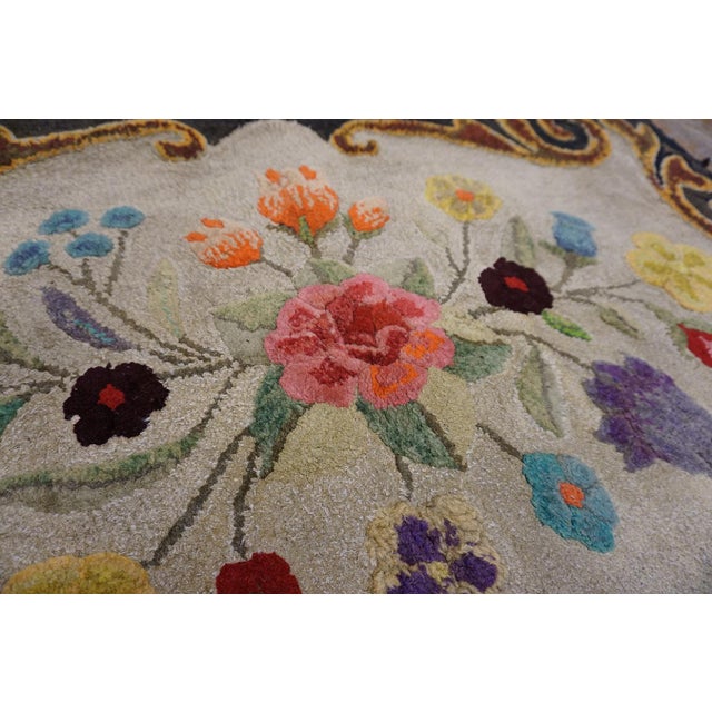 1900s Colorful Floral Folk Art Antique American Hooked Rug 2'6"x 4'0" Handknotted Wool Carpet For Sale - Image 9 of 11