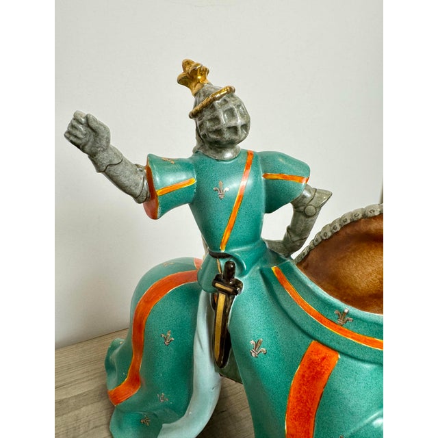 Mid 20th Century Italian Ceramic Knight on Horse by Ugo Zacagnini - Green Glaze, 12” For Sale - Image 11 of 11