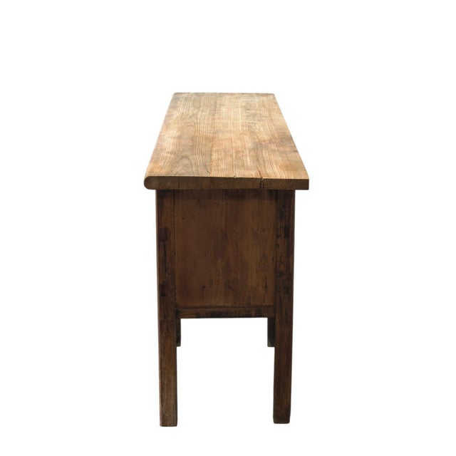 Antique Chinese Natural Wood Sideboard With Iron Hardware For Sale In Greensboro - Image 6 of 12