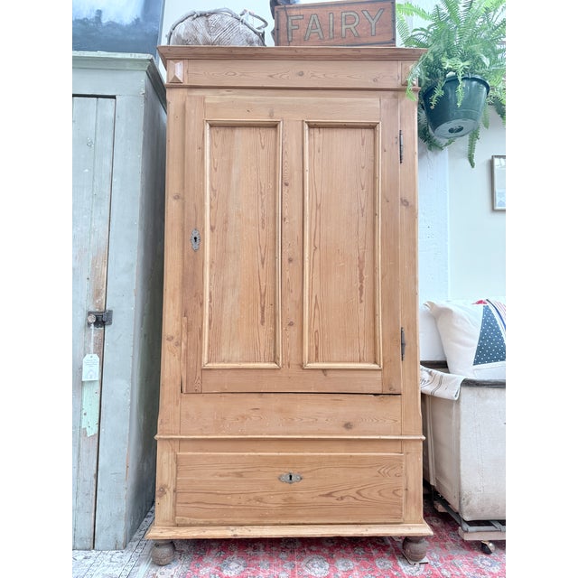 Wood 19th Century English Pine Armoire For Sale - Image 7 of 14