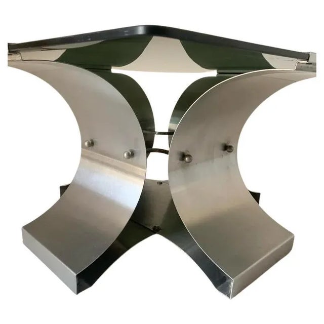 Metal Smoked Glass and Aluminum Table by Francois Monnet for Kappa, 1970s For Sale - Image 7 of 10