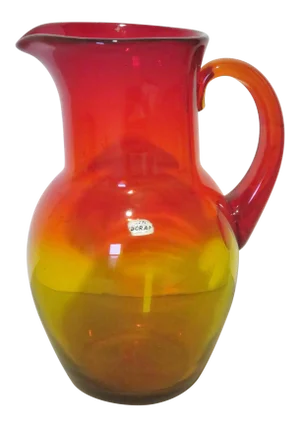 Mid 20th Century Blenko Amberina Glass Water Pitcher