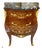French-Inspired Marquetry Nightstand – 3 Drawers, Gilded Details & Marble Top For Sale