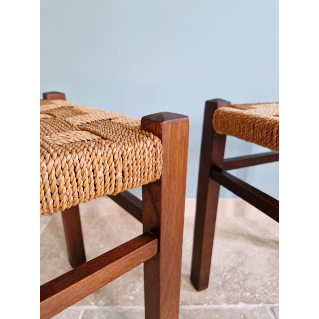 Mid-Century Modern Stools in Beech and Braided Rope, 1950s, Set of 2 For Sale - Image 11 of 15