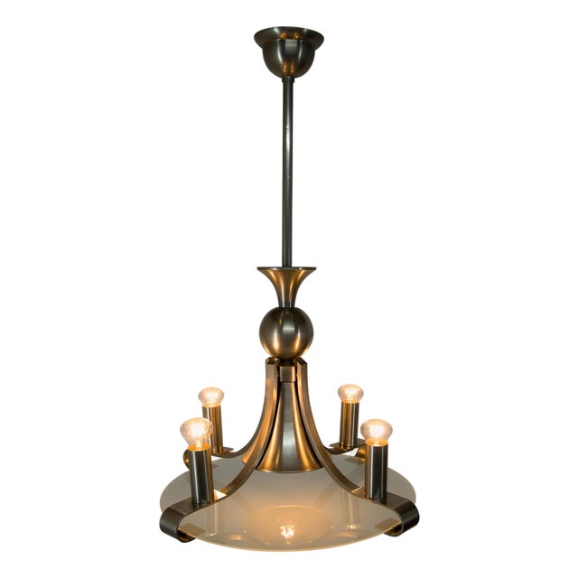 Art Deco Metal Chandelier, Europe, 1930s For Sale
