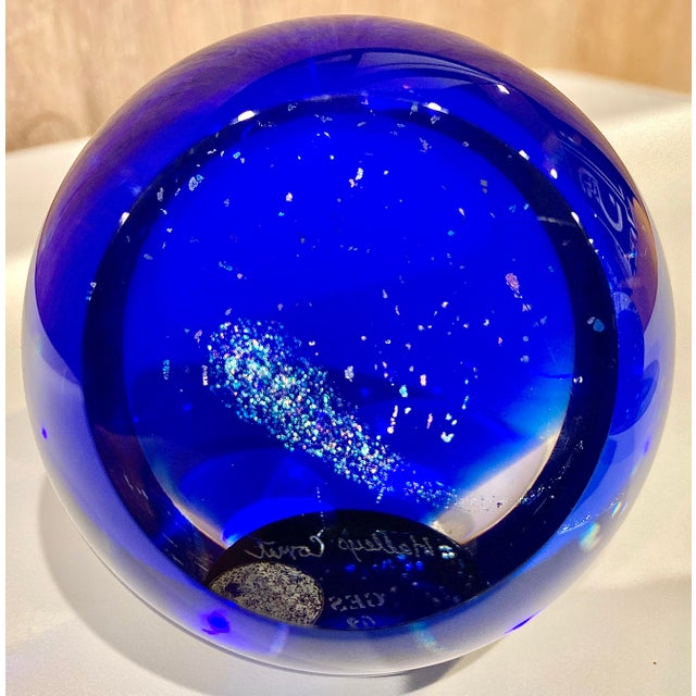 Contemporary 1990s Glass Eye Studio Celestial Series Paperweights Set of 2 Plus Stand For Sale - Image 3 of 6