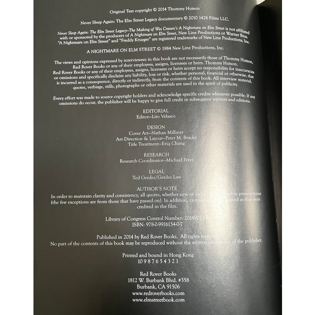 Black Rare 2014 Never Sleep Again the Elm Street Legacy Thommy Hutson Red Rover Books For Sale - Image 8 of 12