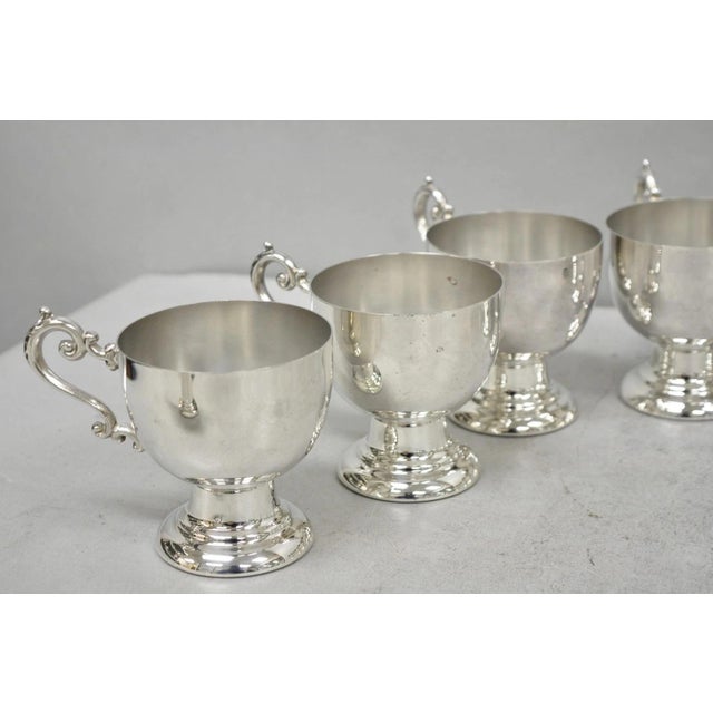 Vintage Large Silver Plated Pedestal Punch Bowl Set W/ 12 Cups - 14 Pc Set For Sale - Image 13 of 18