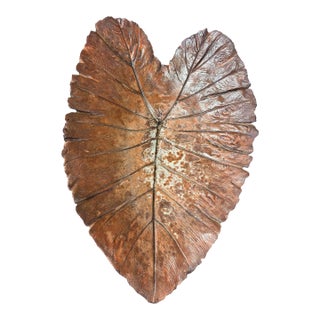 Oversized Hand-Cast Concrete Elephant Ear Leaf Garden Bowl, Birdbath or Centerpiece For Sale