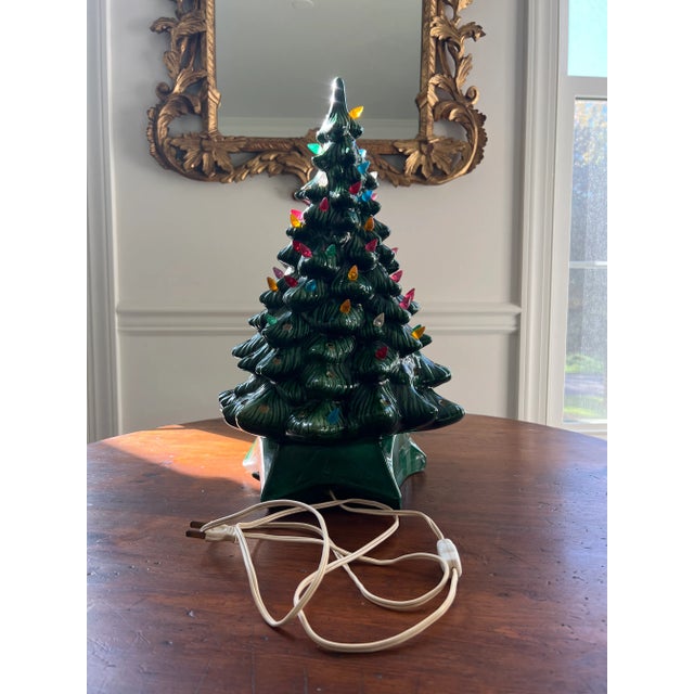 Ceramic 1972 Handmade Ceramic Christmas Tree With Lights For Sale - Image 7 of 10