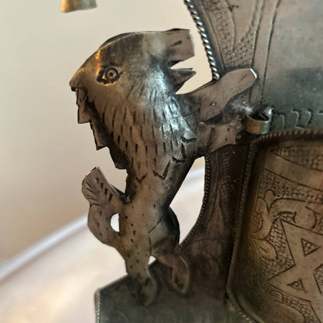 Moroccan Vintage North African Hanukkah Lamp For Sale - Image 3 of 6