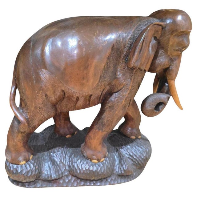 Large Wood Elephant, 1950s For Sale - Image 12 of 12