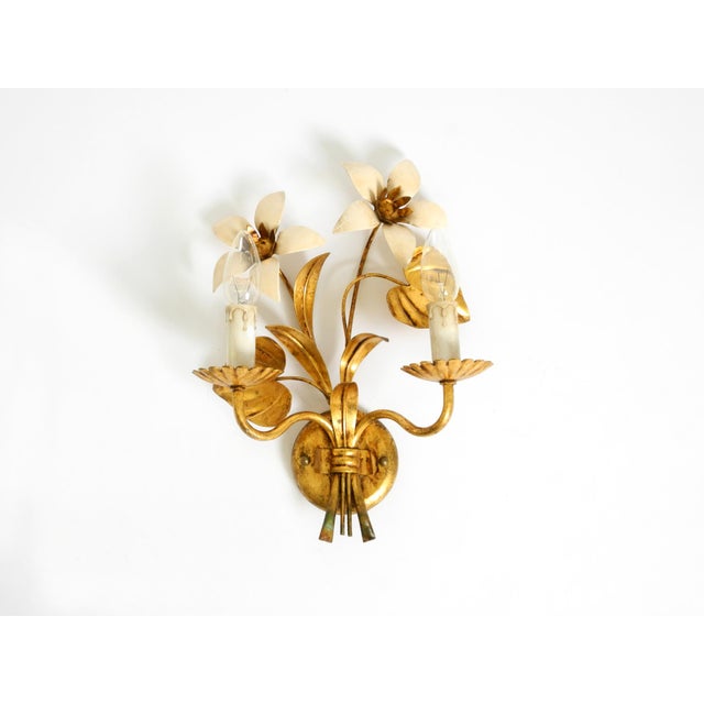 Gold-Plated and Hand-Painted Florentine Wall Lamp with Two Sockets, 1960s For Sale - Image 18 of 18